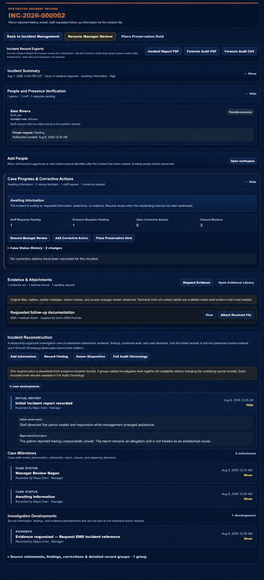 KEYS restricted incident record detail
